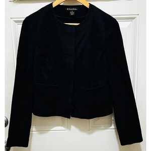Brooks Brothers Navy Blue Textured Cotton Cropped Blazer Jacket Size 10 Italian